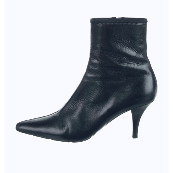 Prada Leather point tie ankle Boots Y2K - Picture 1 of 12